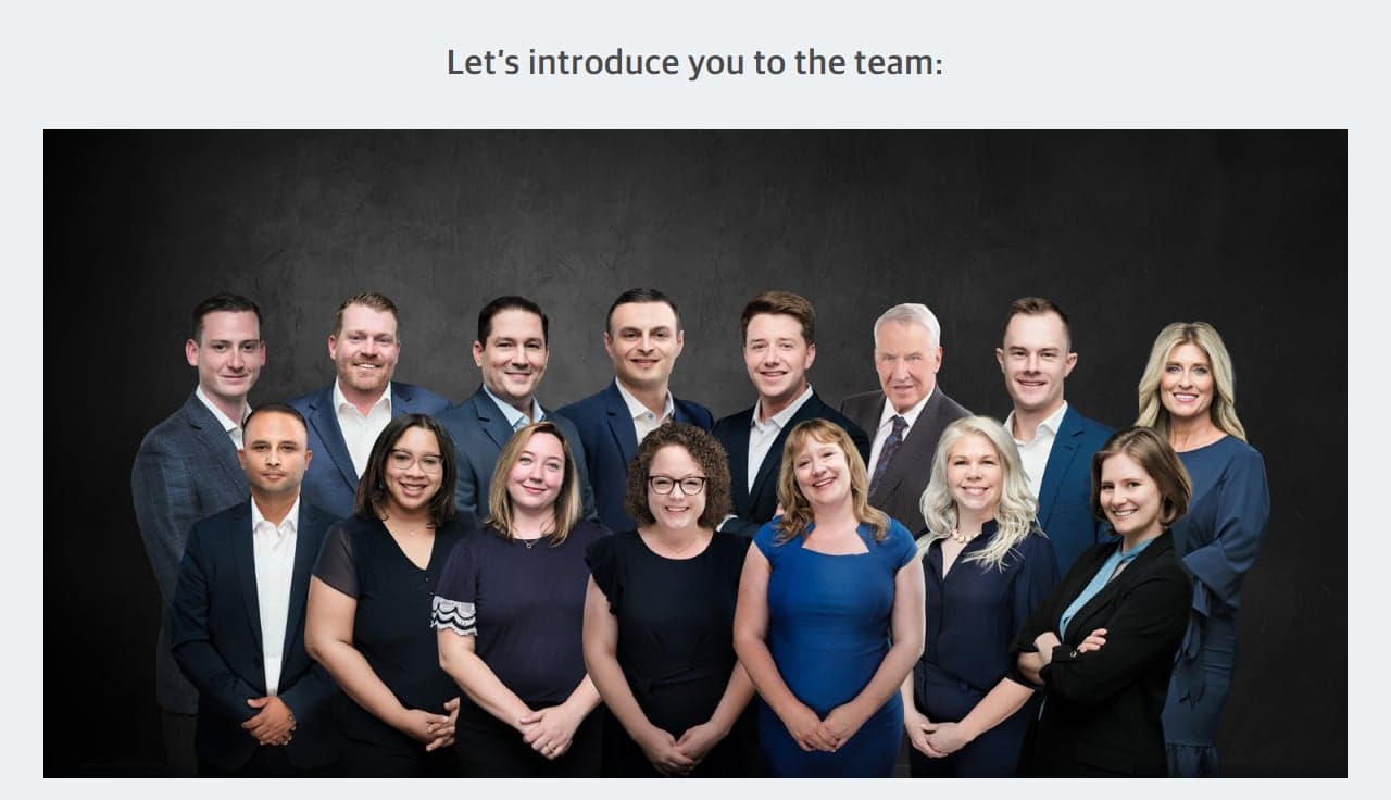 Phase Financial meet our team page showing the current fifteen-person team composite, photographed by Henry David Photography