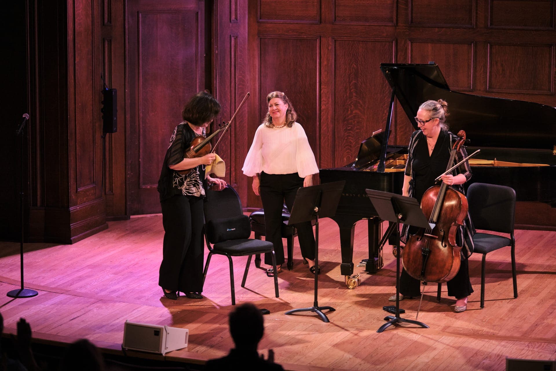 The Calyx Piano Trio taking a bow at The Sheldon in St. Louis after Concert IV.