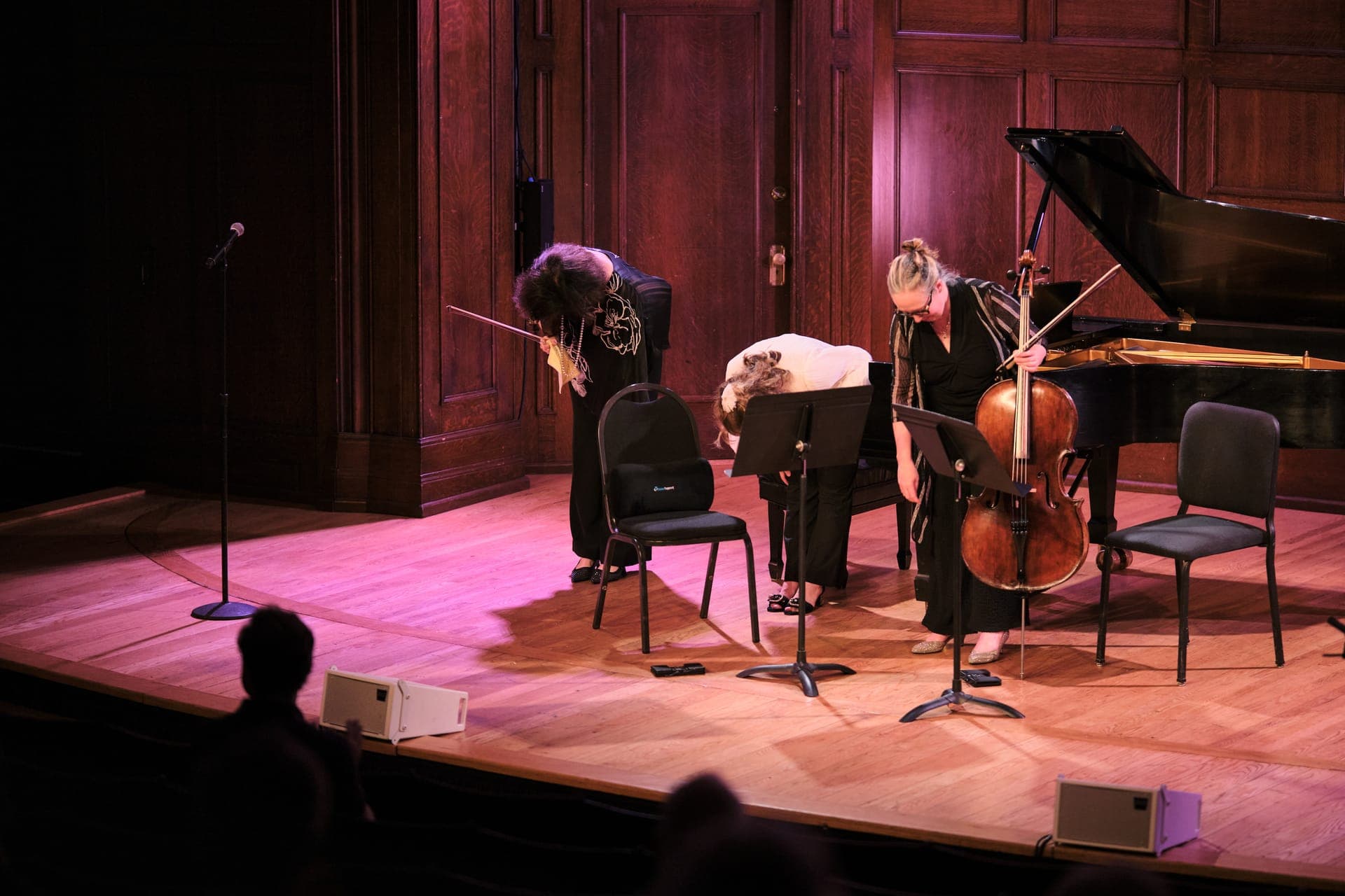 Cellist Jennifer Lucht performing with the Calyx Piano Trio at The Sheldon in St. Louis.