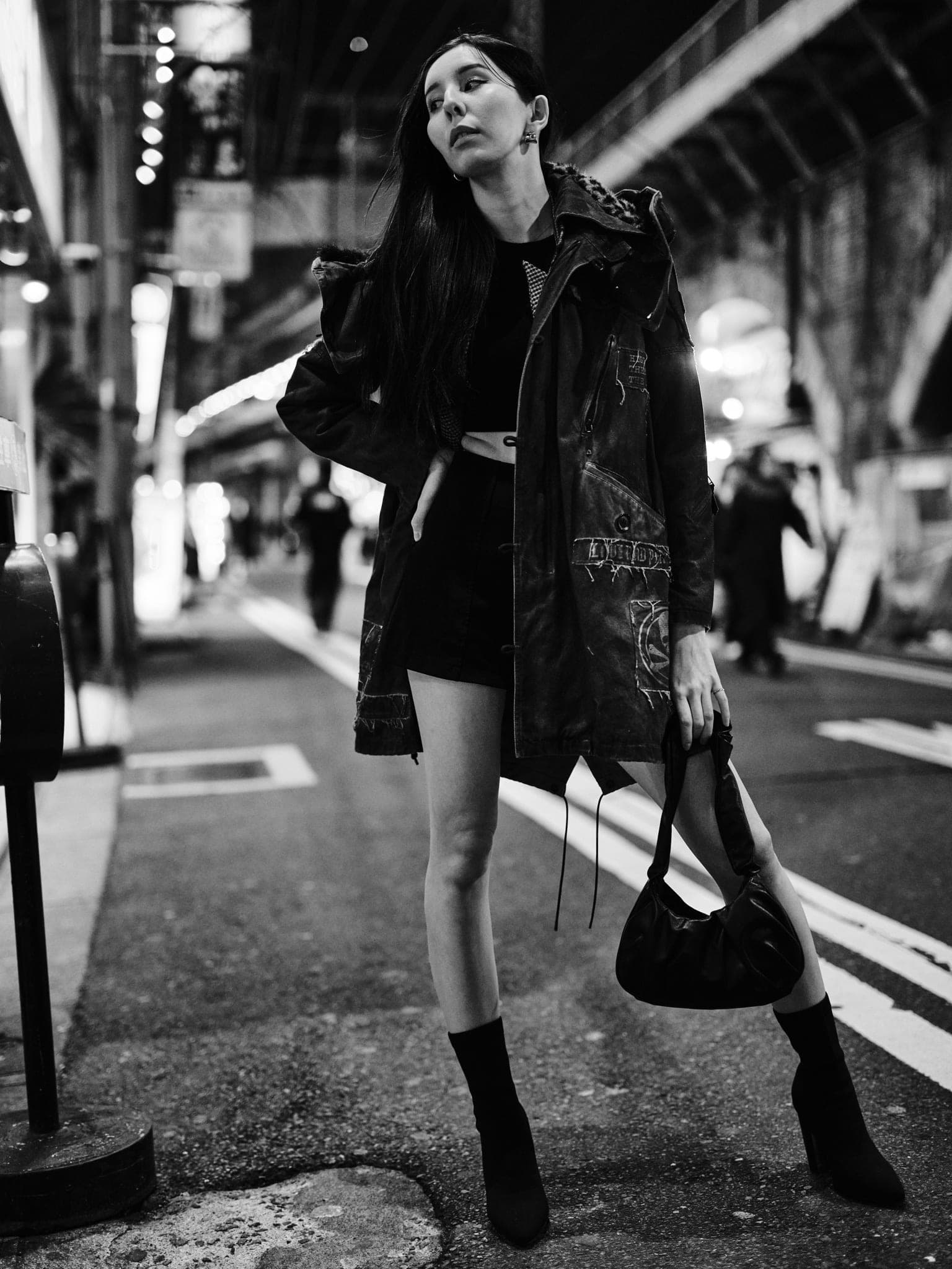 Emilia for Elite Model Management Japan. Night editorial, Shimbashi, Tokyo
