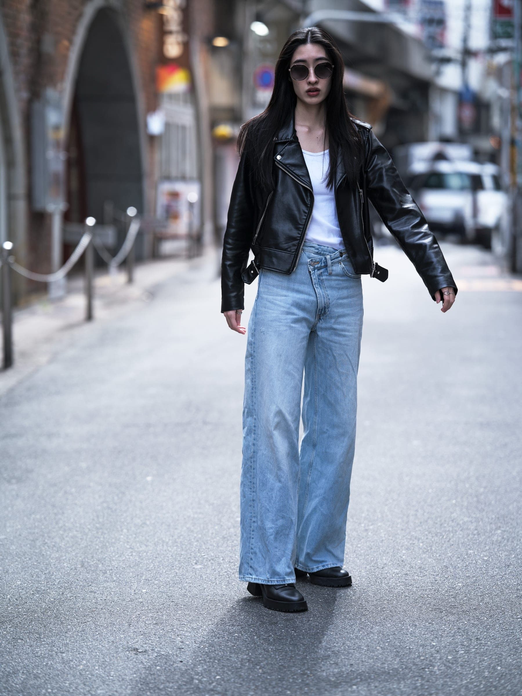 Yukie for Lucent Models Osaka. Leather jacket editorial by Henry David Photography
