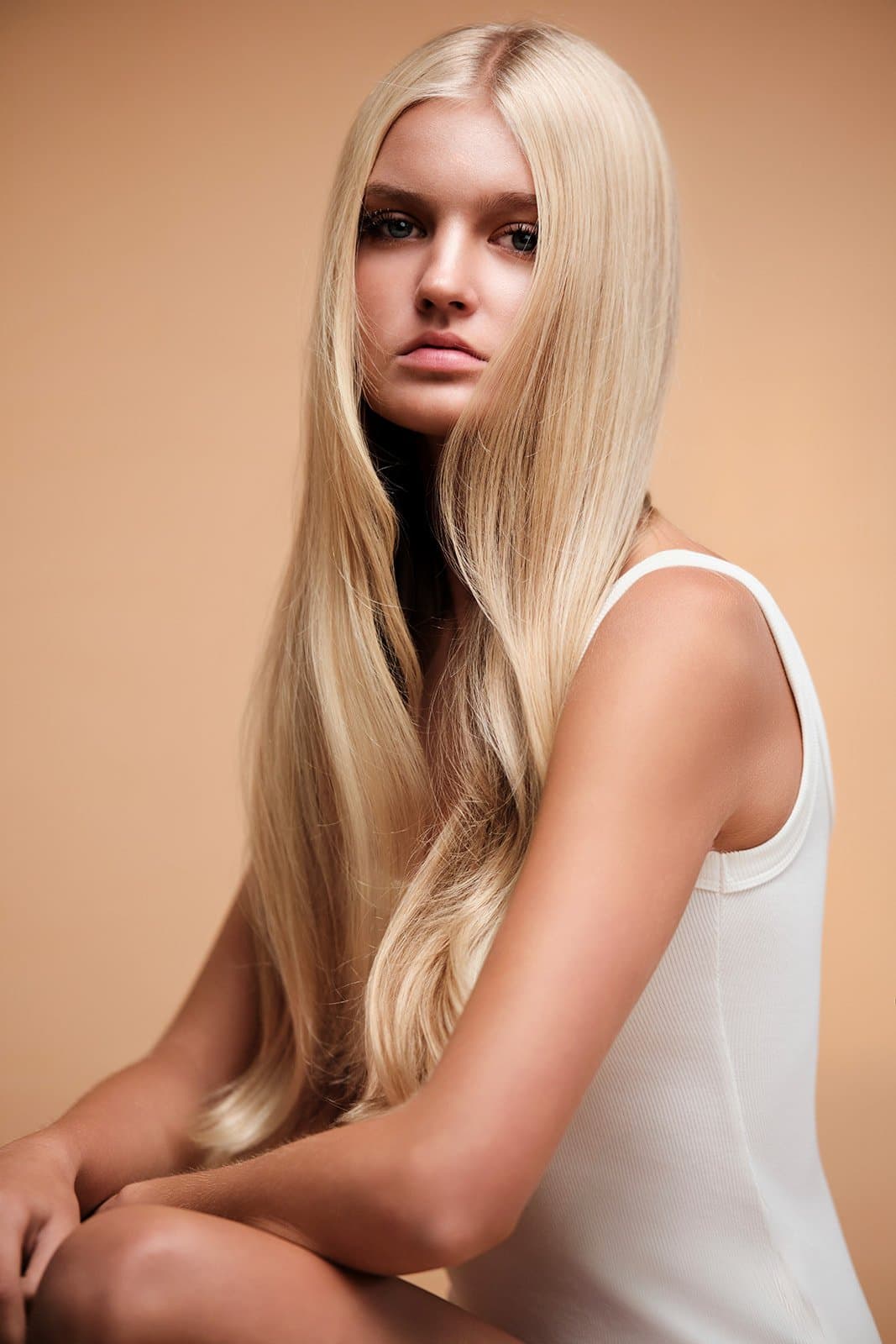 Beauty editorial portrait with professional retouching