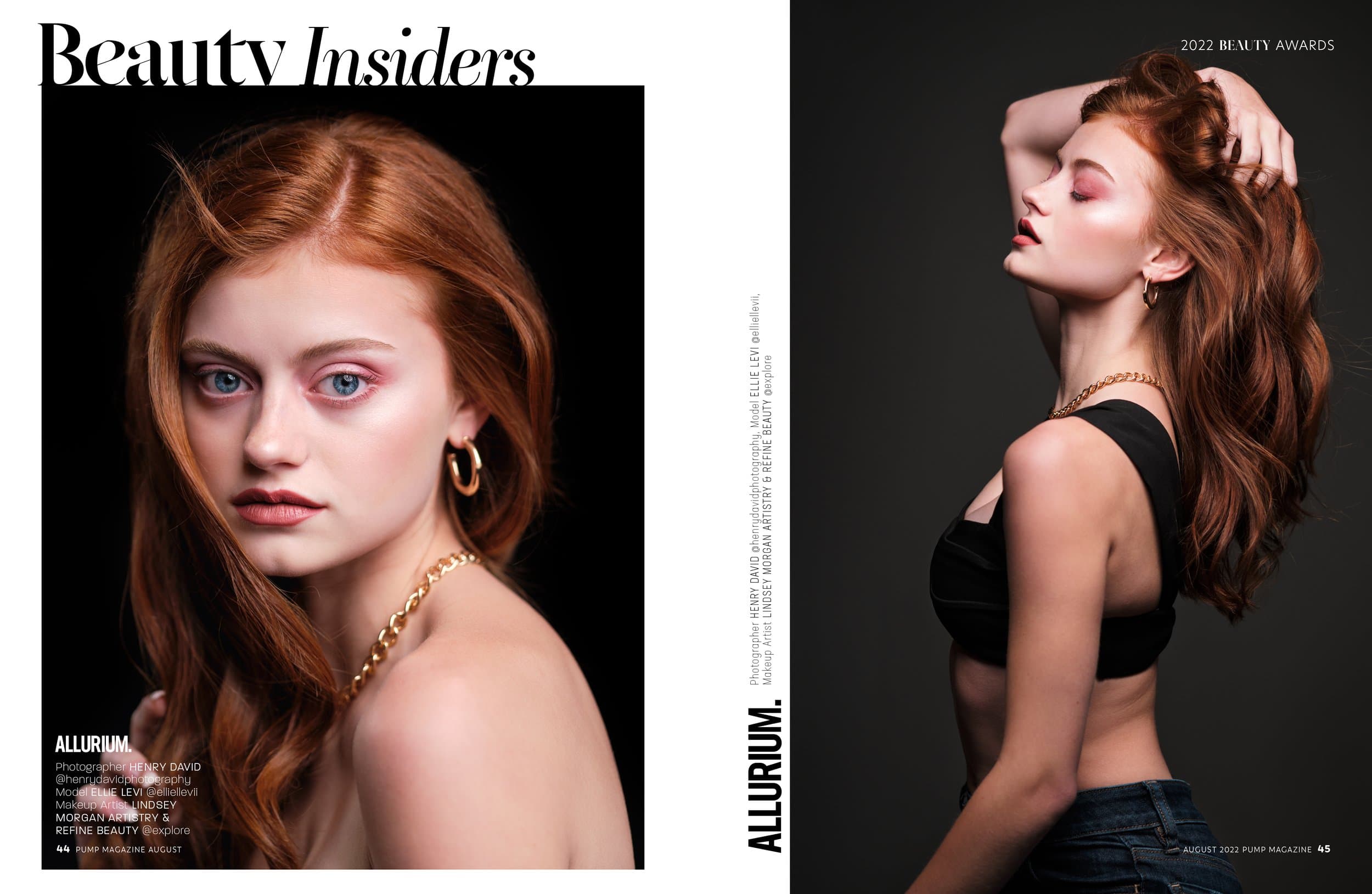 Female model on a fashion magazine cover shoot in St. Louis, dramatic key light and styled wardrobe captured for portfolio submission