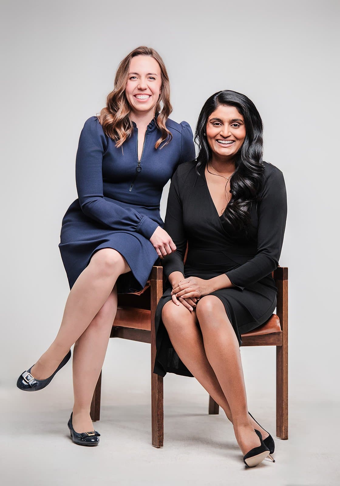 Editorial team photo of Dr. Prasanthi Kandula and Dr. Elizabeth Rancour for Precision Skin Care Dermatology