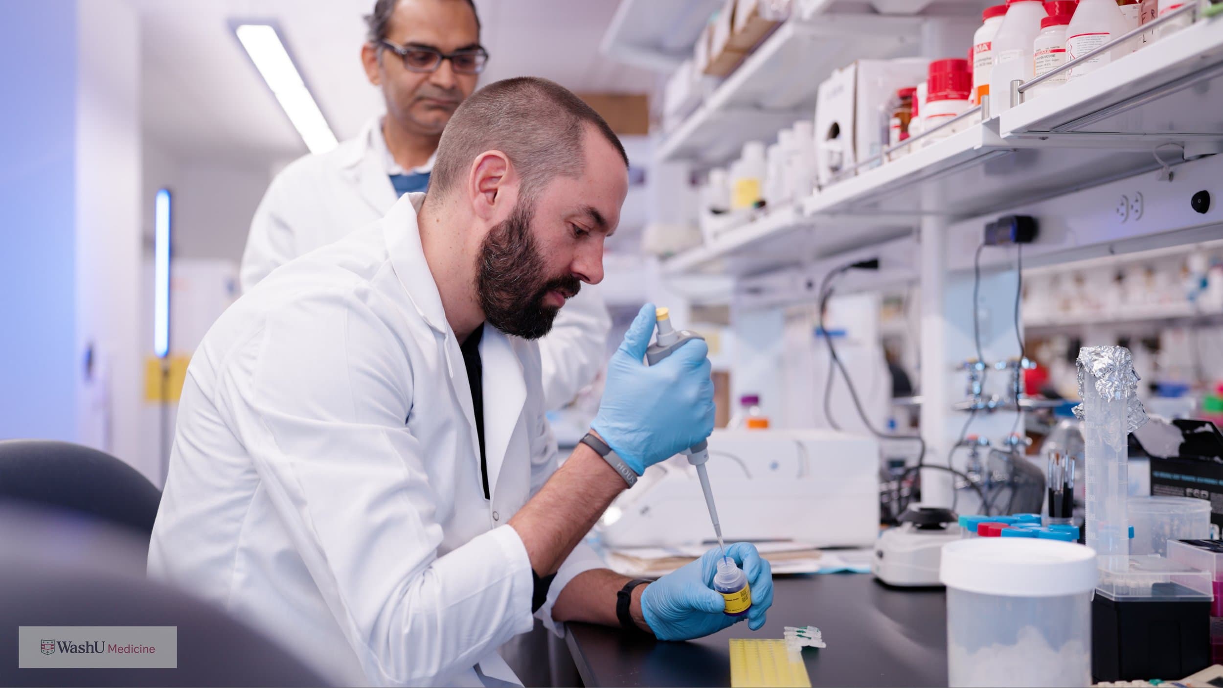 WashU Medicine research lab photography showing compliant medical and scientific documentation