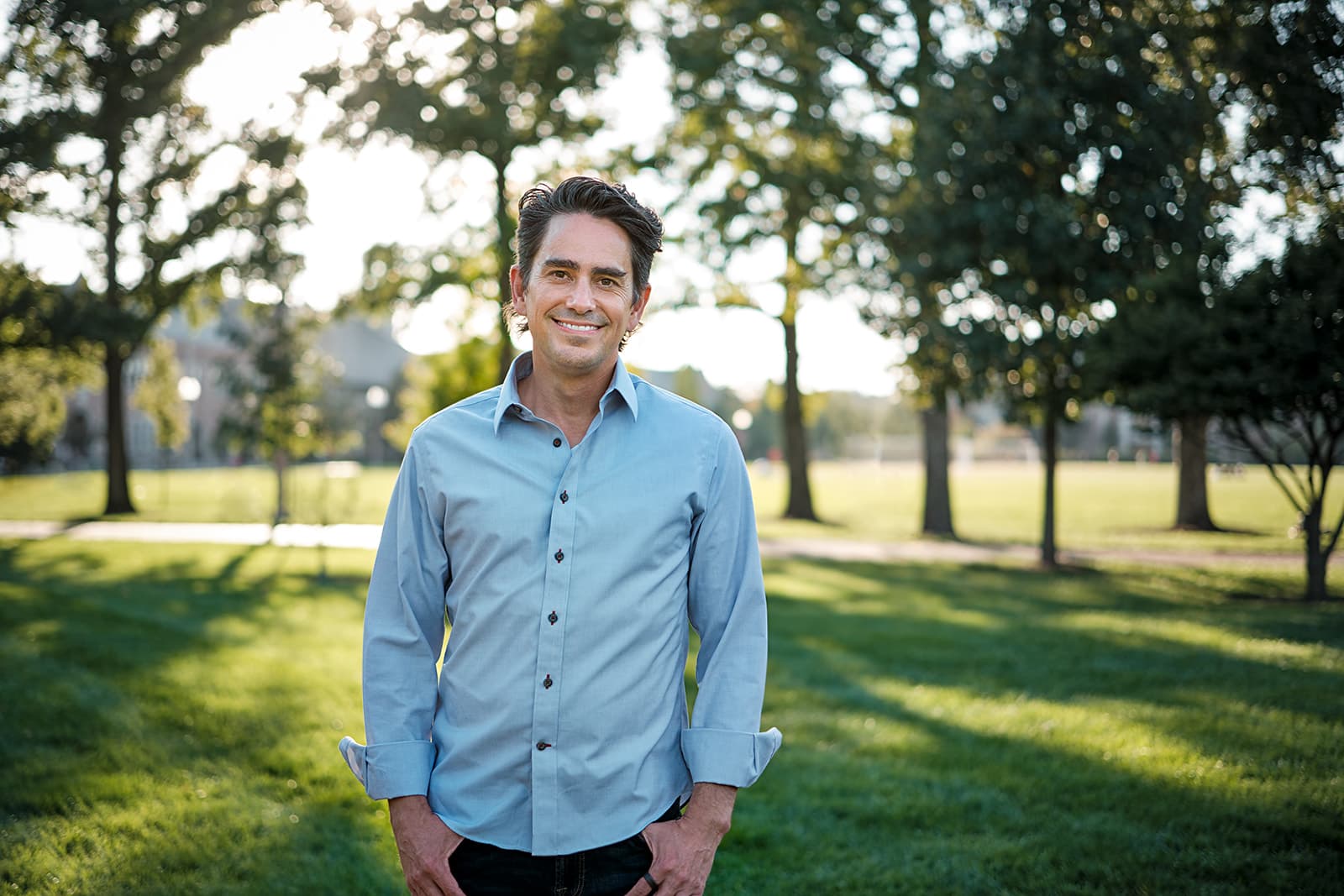 Walker Deibel entrepreneur portrait in outdoor park setting by Henry David Photography