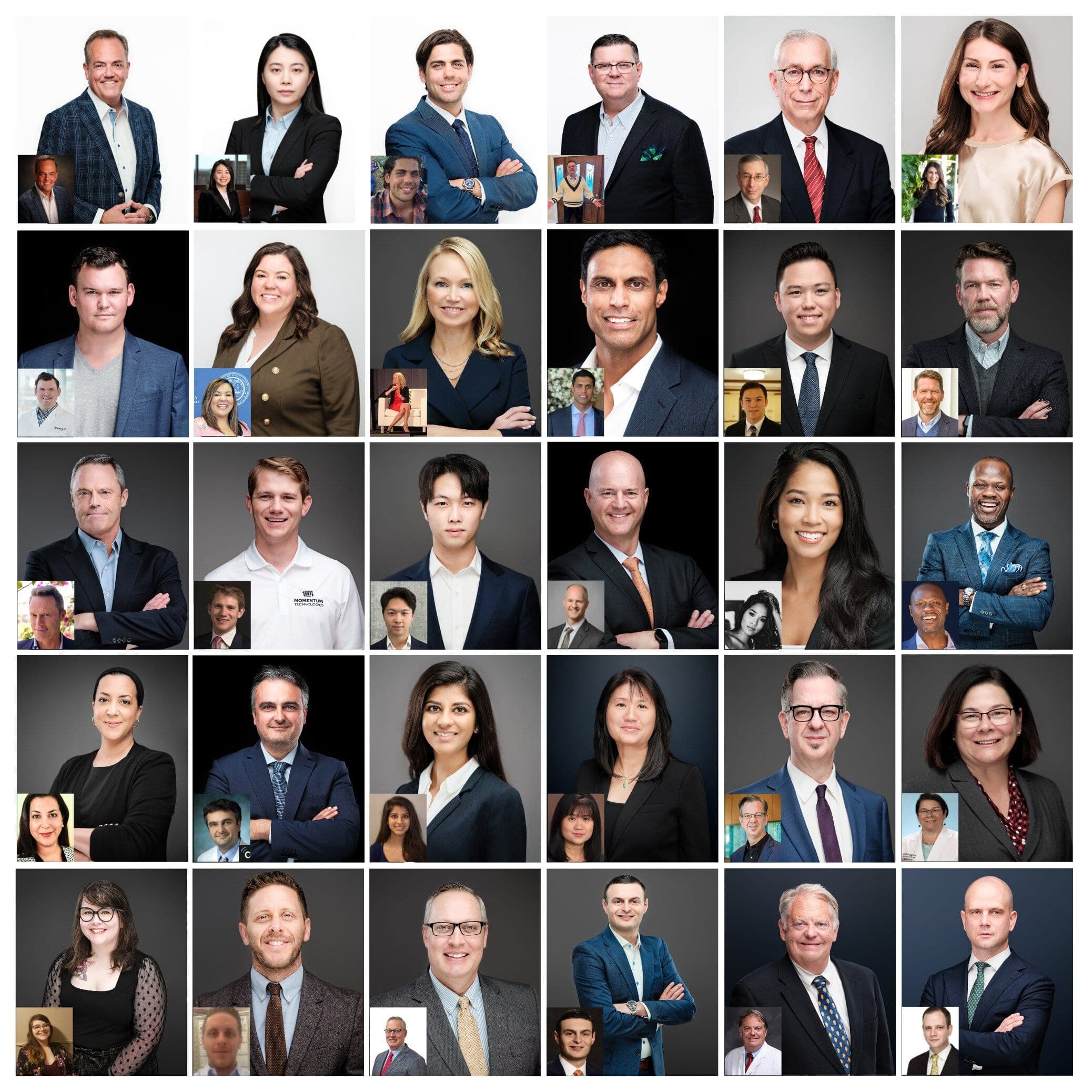 Professional corporate headshots showing well-prepared executives with polished styling and confident expressions