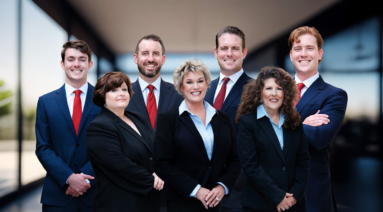 Cohesive team headshot composite of a Merrill Lynch wealth management team by Henry David Photography